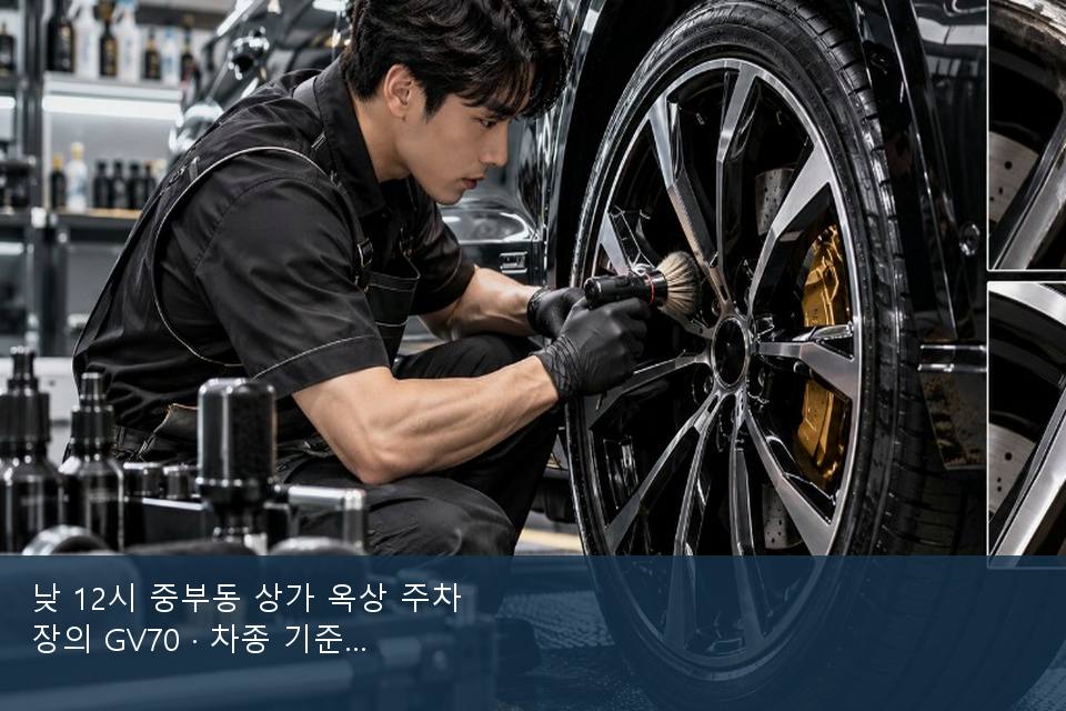 낮 12시 중부동 상가 옥상 주차장의 GV70 · 차종 기준 금액